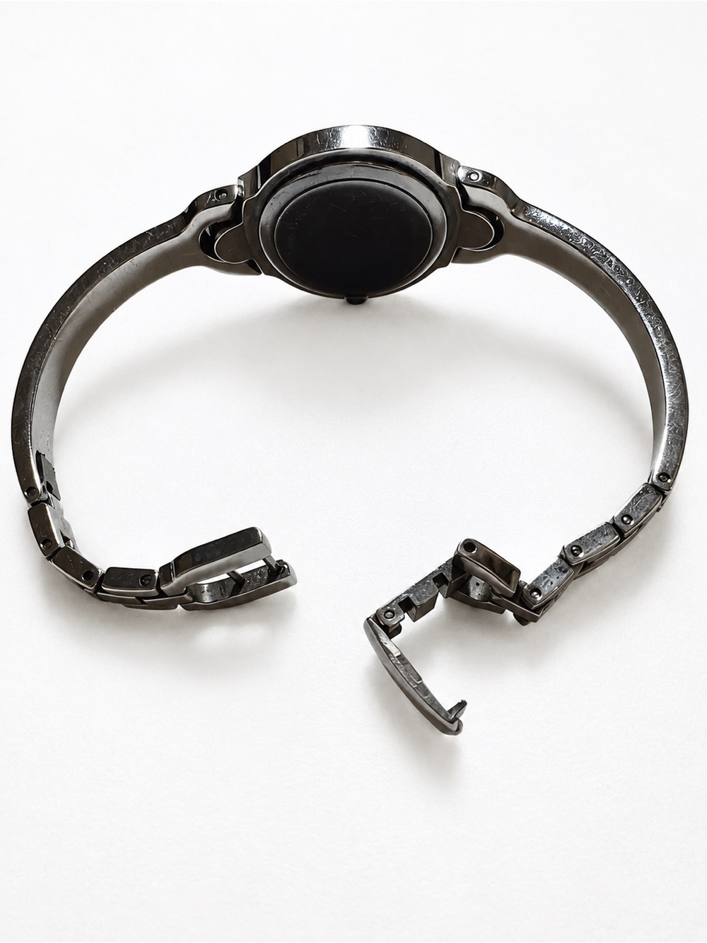 Movado Black Dial Silver Tone Bangle Watch - Picture 5 of 6